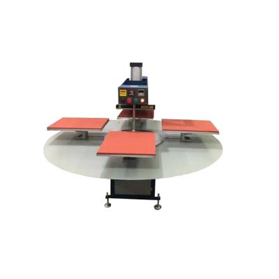 China Textile Inspection & fabric & Garment Factory / Pneumatic T-shirt Heat Press Machine Four Stations Plate CE Approved Carousel For Garment Label Printing Automatic for sale