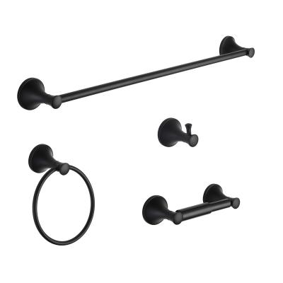 China 4 Pieces Black Simple Zinc Design Bathroom Hardware Accessories Hardware Set Modern 4 Pieces for sale