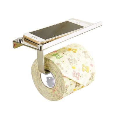 China Modern Chrome Bathroom Tissue Holder Mobile Phone Storage Shelf Washroom Wall Mount 304 Stainless Steel Toilet Paper Holder for sale