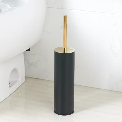 China Modern Design Round Wholesale Bathroom Stainless Steel Freestanding Black Toilet Brush With Holder for sale