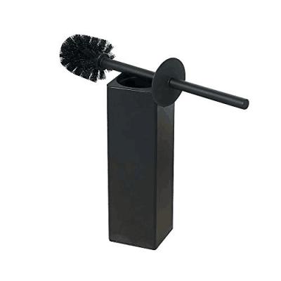 China Modern Stainless Steel Matte Floor Europe Style Black Square Toilet Brush Free Holder for sale