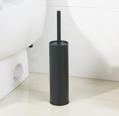 China Modern Design Round Wholesale Bathroom Stainless Steel Freestanding Black Toilet Brush With Holder for sale