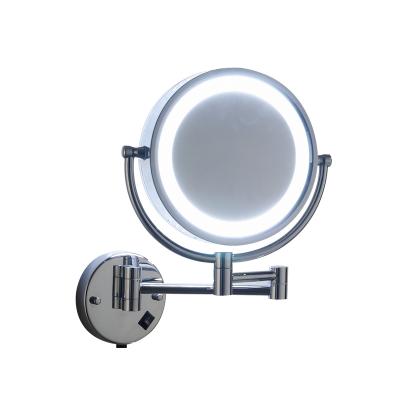 China Durable WT-1074 Chrome Hotel Makeup Bathroom Wall Mounted Mirror for sale