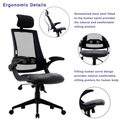 China Factory Price Lumbar Support (Waist) High, Flip-Up Adjustable Back Adjustable Arms and Headrest Mesh Desk Office Chair for sale