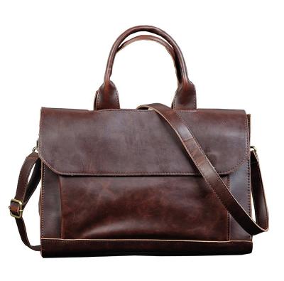 China Latop Travel Conference Wholesale Vintage Laptop Computer Handbag Coffee Genuine Leather Waterproof Men Document File Bag Soft Sided Leather Briefcase for sale