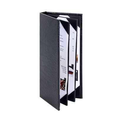 China Restaurant and Hotel 4pages PU Hotel Menu Folders Food List Leather Menu Covers Cafe Restaurant Menu Holder for sale