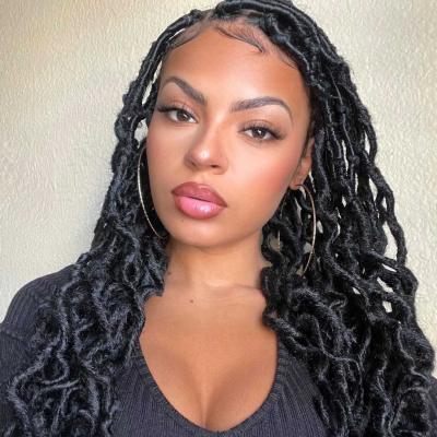 China Low Temperature Synthetic Fiber Hair Toyotress 16 Inch Toceana Locs Wavy Pre Stretched Soft Ombre Fishing Line Dread Full Lace Braided Wigs Wholesale Braiding Hair for sale