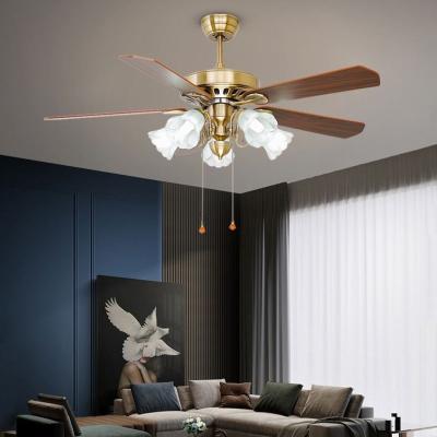 China Energy Saving 5 Blades Fan 3 Gear Pull European Ceiling Fans With Light Chandelier Pendant for sale