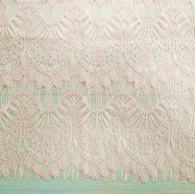 China Beautiful Sustainable Cord Lace Fabric Ivory Cotton / Nylon Fabric With Eyelet for sale