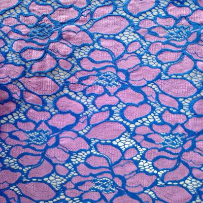 China Cotton Viable Polyester Large Flower Pattern Two Tone Lace Fabric for sale