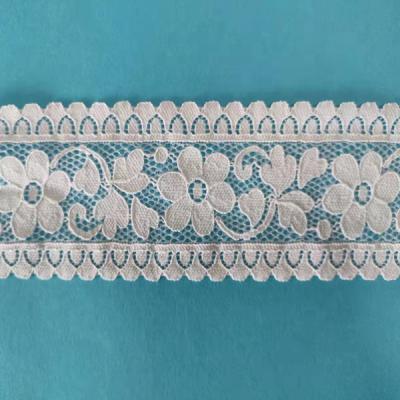 China Viable Factory White Stretch Lace Trim African Lace Fabric 2021 Bridal Black Trim Lace for sale