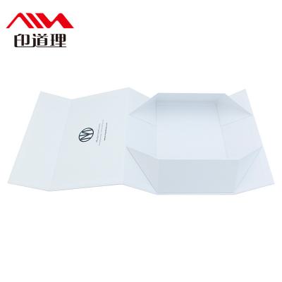 China Recyclable Custom Luxury White Foldable Magnetic Clothing Paper Box Closure Magnet Flap Gift Boxes With Black Ribbon for sale