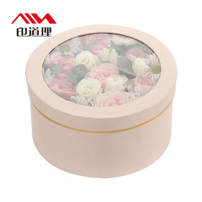 China Recyclable Wholesale Cardboard With Hat Round Tube Flower Box Luxury Velvet Round Box For Rose Packing for sale