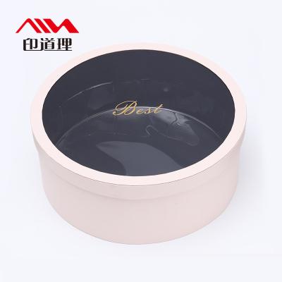 China Recyclable Personalized Round Velvet Flower Box Cardboard Flower Box For Rose Flower Packaging for sale