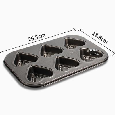 China Black Non-Stick Stocked Flower Custom Bakeware 6 Cup Muffin Pan Square Christmas Cupcake Baking Tray for sale