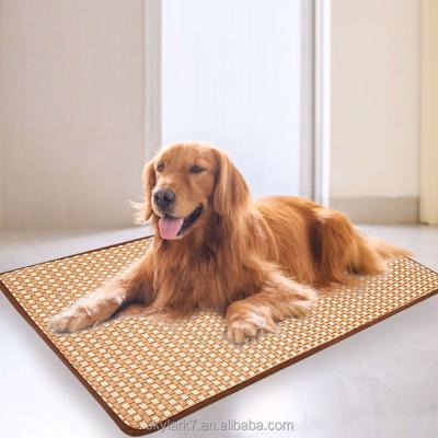 China Cool Cooler Rattan Breathable Cooling Pad For Cool Dog Pet Washable Dog Mat Bed Cat Cooling Pet for sale