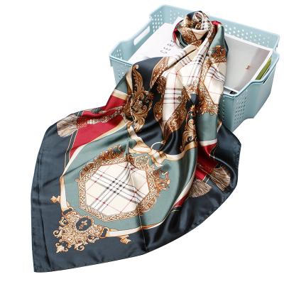 China 2022 Skin Friendly Fashion Square Scarf Silk Shawl Elegant Printing Ethnic Scarves for sale