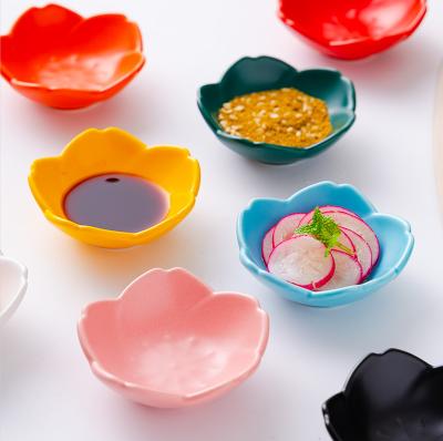 China Viable Creative Japanese Cherry Blossom Tableware Petal Sauce Dish Kitchen Style Sauce And Vinegar Dish for sale