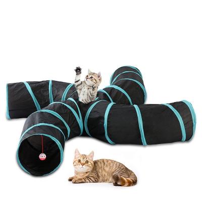 China Viable Pet Hunting Intelligent Collapsible S Type Fabric Cat 4 Way Waterproof Cat Toys Tunnel Drilling for sale