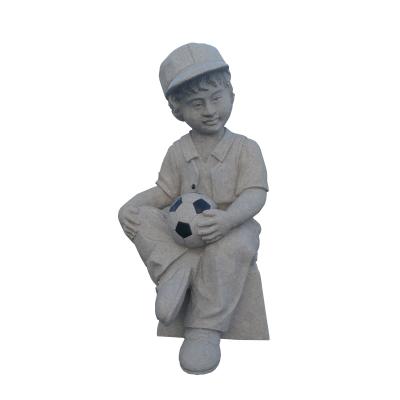 China Figure Statue Fine Quality Modern Football Children Statue Garden Decoration for sale