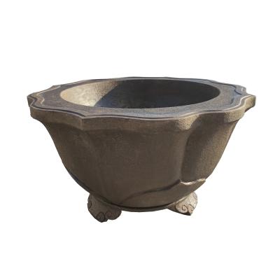 China Hotsale Chinese popular Chinese style round shape granite stone flowerpot antique natural stone planter for sale