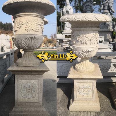 China Modern Granite Stone Carving Flowerpot Decorative Outdoor Flowerpot Outdoor Marble Water Stone Carving Bowl for sale