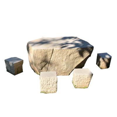 China Natural Outdoor Garden Ornament Natural Stone Furniture Hand Carved Granite Garden Stone Table and Bench for sale