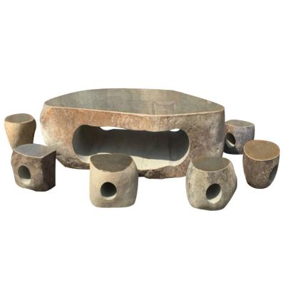 China Modern Stone Tables And Chairs Natural Whole Stone Carved Tables And Chairs for sale