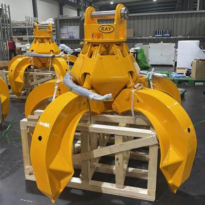 China Hydraulic Wooden Grab Bucket Scrap Claw Orange Peel Grapple Four Claw Iron Scrap Steel Grab For 5-47T Excavator for sale