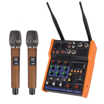 China Economic Wholesale 4 Channel Mixer With Microphone For Karaoke Party DJ Mixer Audio Mixer for sale