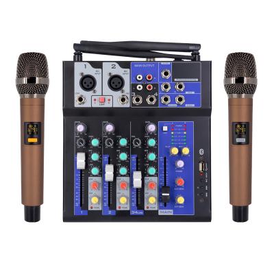 China Factory Custom 4 Channel USB Small Mixer Home Karaoke Performance Mixer With Microphone TY03 for sale