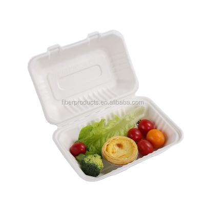 China Biodegradable X Inch Food Container Bio Food Packaging Tableware Sugarcane Degradable Bagasse Disposable Lunch Box 9 6 Inch Clamshell Box Sushi for sale