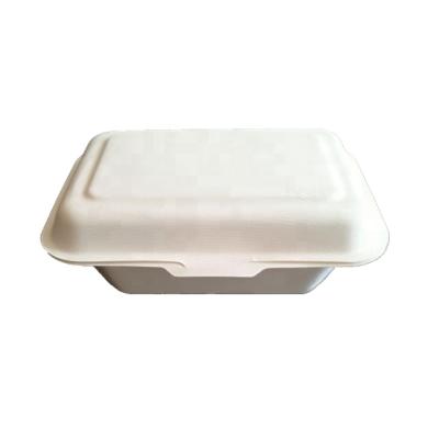 China 100% Food 450ml Clamshell Box Sugar Cane Bagasse Pulp Biodegradable Biodegradable Paper Food Container for sale