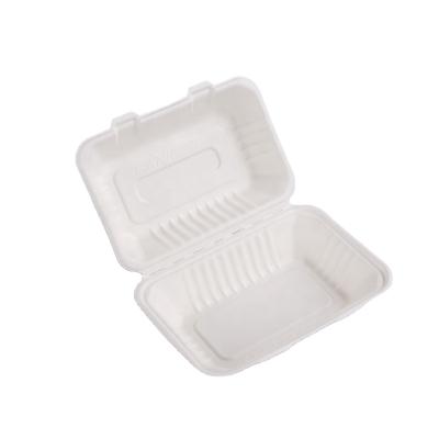 China Hot Water and Grease Resistant 9*6 Disposable Bio Food Lunch Box Hot Dog Pulp Biodegradable Paper Clamshell for sale