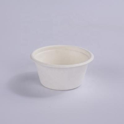 China Sustainable Biodegradable 2 Oz Bagasse Pulp Cups Dishes And Soup Plate Dishes Round Disposable Cups for sale