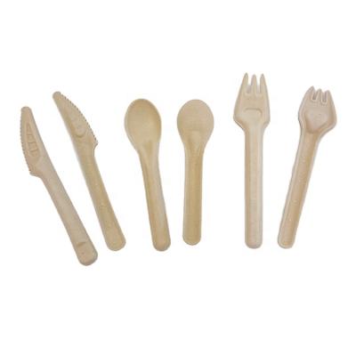 China Eco-friendly Sugarcane Bagasse Paper Disposable Cutlery Set Biodegradable Tableware Fork And Spoon Biodegradable for sale