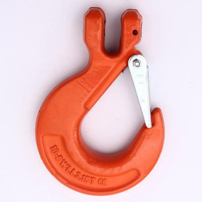 China Heavy Industry G80 Alloy Clevis Sling Lifting Chain Hook With Safety Latch for sale