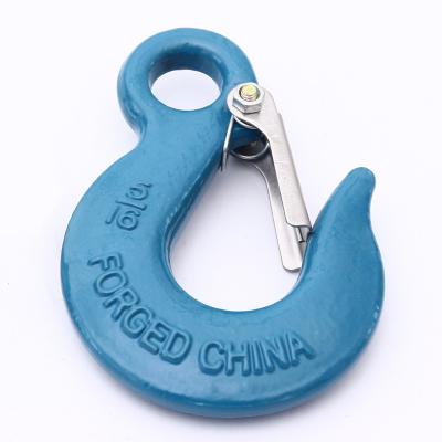 China Heavy Duty Heavy Industry H324 A324 Drop Forged G70 G43 Eye Release Hook With Latch for sale