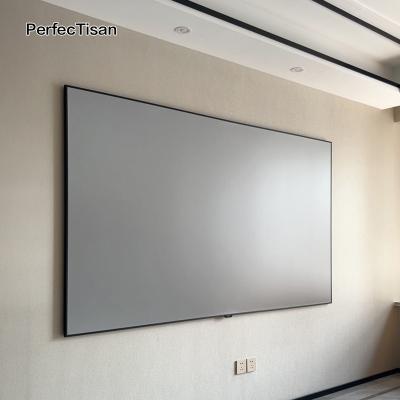 China Ultra Narrow Margins PerfecTisan 110 Gain 2.5 Inch High Ambient Light Rejecting Fresnel Screen Ultra Short Throw Wall Mounted Projection Screen for sale