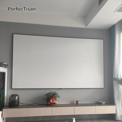 China PerfecTisan Moisture Resistant 140 Inch White Short/Soft Gray Screen Fix Frame Projector Screen/Long Throw Projection Screen For Home Theater for sale