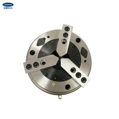 China Front Mounted Pneumatic Power Chuck 3 Jaw Chuck For Pipe Thread Machine Steel Tool for sale