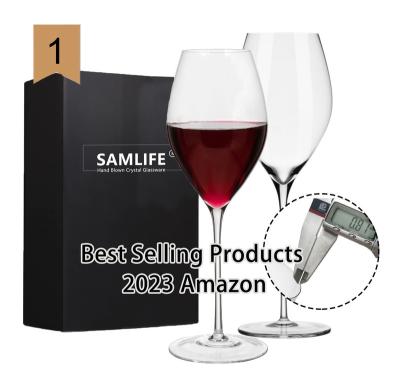 China Samlife Wholesale Custom Ultra Light Unique Luxury Crystal Wine Glasses Wine Glass Long Stem For Wedding for sale