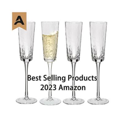 China Luxury Crystal Gold Rim Hammered Champagne Wedding Glass Flutes Flutes Samlife Custom for sale