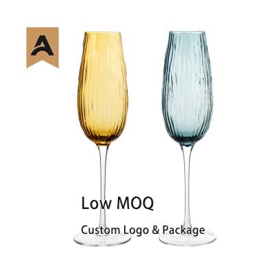 China Champagne Glasses & Samlife Pipes Custom Wholesale Hand Crafted Wedding Crystal Glass Champagne Glasses And Flutes Colored for sale