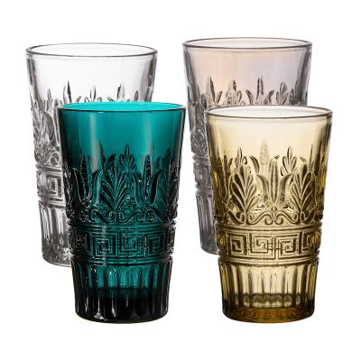 China Samlife Glass Tumblers Ball Handmade Colorful Embossed Glass Tumblers Tall Drinking Water Tumblers For Wedding for sale