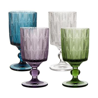 China Vintage Wine Goblets Samlife Wholesale Style Color Glass European Wedding Pressed Wine Goblets for sale