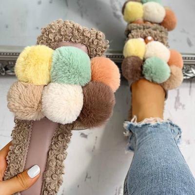 China Factory china popular lightweight fall fur slips out ladies flat ladies slippers summer women dress cheap flat fur slippers for sale