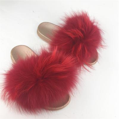 China Fashion trend PDEP most popular sandals women's famous brands with fox hair fur women and ladies summer beach sandals for sale