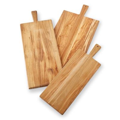 China Sustainable Top Selling Cheese Dish Natural Olive Wood Rectangular Cheese Board With Handle for sale