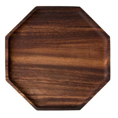 China Wooden Charger Hexagonal Walnut Steak Pizza Dish Antique Irregular Compact Tray Octagon Compact Wood Sustainable for sale